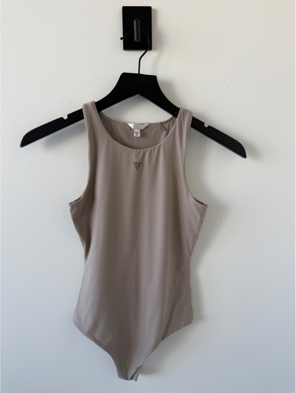 Guess Beige Tan Sleeveless Bodysuit with Snap Closure XS